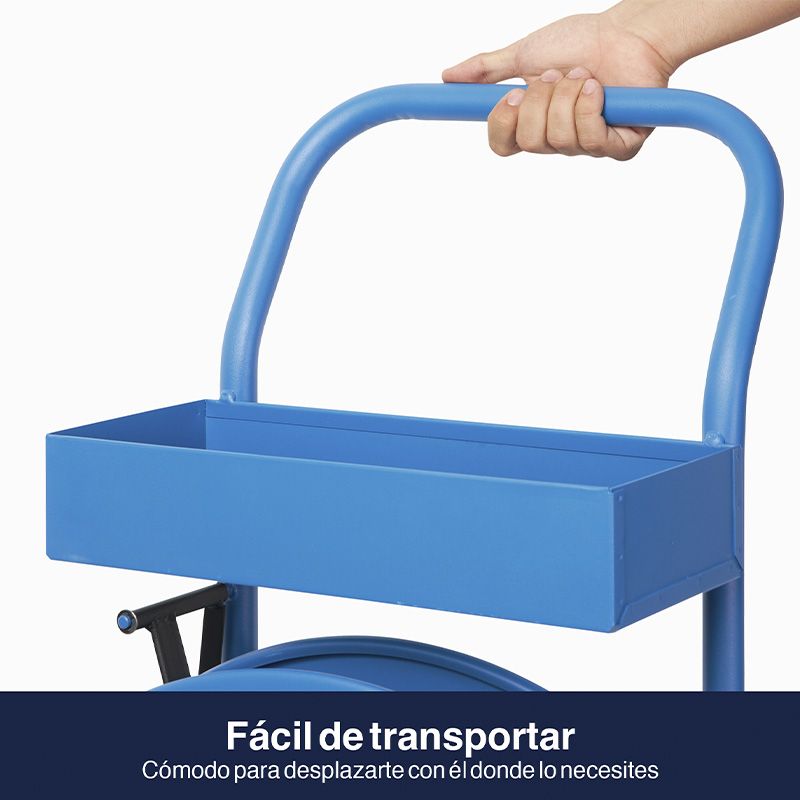 Carro devanador para flejes de polipropileno PP y poliéster PET, adapotable para interiores desde 150 mm hasta 406 mm